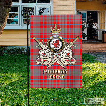 Tartan Vibes Clothing Moubray Tartan Flag with Clan Crest and the Golden Sword of Courageous Legacy
