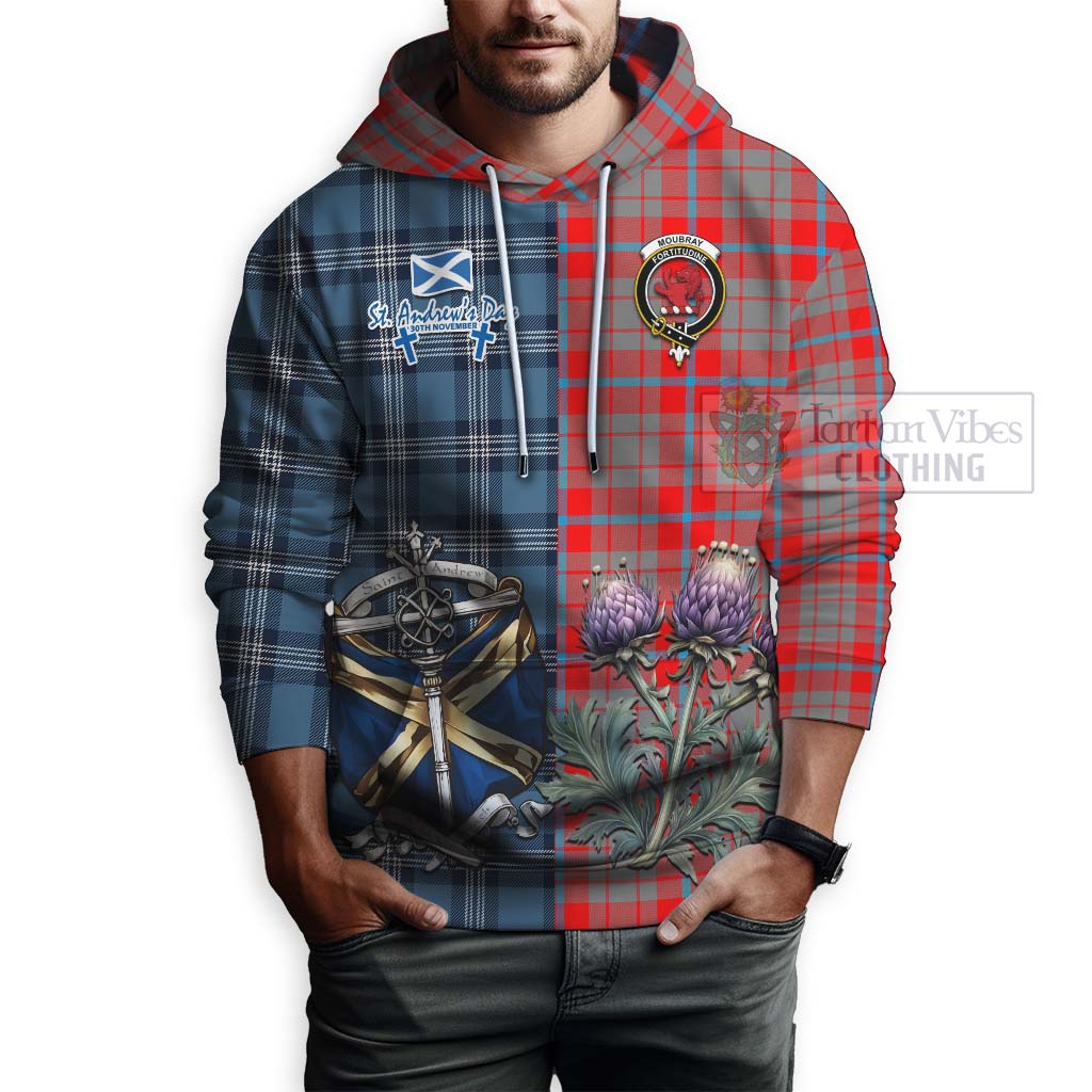 Moubray Tartan Hoodie Happy St. Andrew's Day Half Tartan Style - Tartan Vibes Clothing