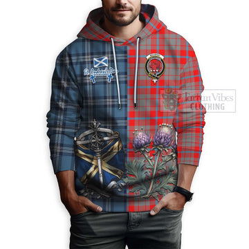 Moubray Tartan Hoodie Happy St. Andrew's Day Half Tartan Style - Tartan Vibes Clothing