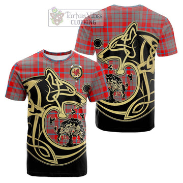 Moubray Tartan Cotton T-shirt with Family Crest Celtic Wolf Style Kid's Shirt - Tartan Vibes Clothing
