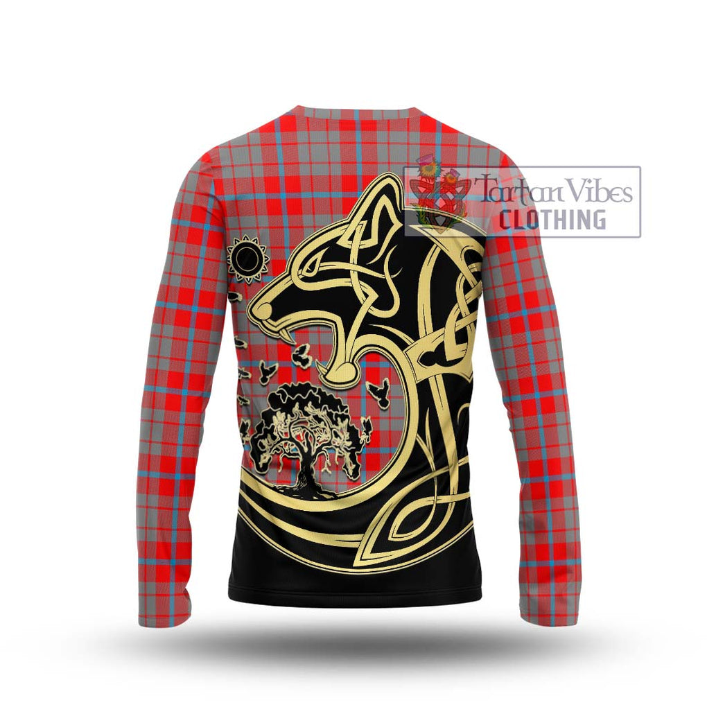 Moubray Tartan Long Sleeve T-Shirt with Family Crest Celtic Wolf Style - Tartan Vibes Clothing