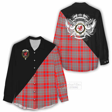 Moubray Tartan Women's Casual Shirt with Family Crest and Military Logo Style - Tartan Vibes Clothing