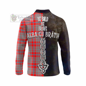 Moubray Tartan Family Crest Long Sleeve Polo Shirt Alba Gu Brath Be Brave Lion Ancient Style