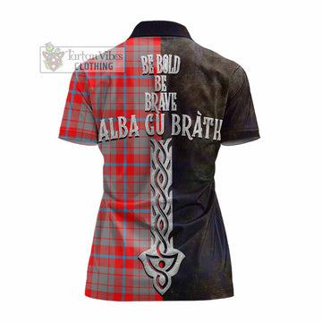 Moubray Tartan Family Crest Women's Polo Shirt Alba Gu Brath Be Brave Lion Ancient Style - Tartan Vibes Clothing
