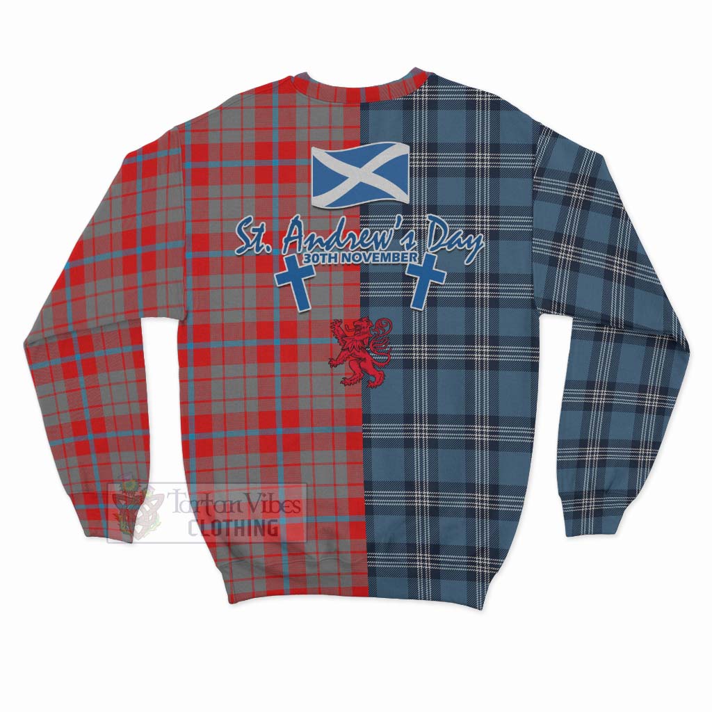 Moubray Tartan Sweatshirt Happy St. Andrew's Day Half Tartan Style - Tartan Vibes Clothing