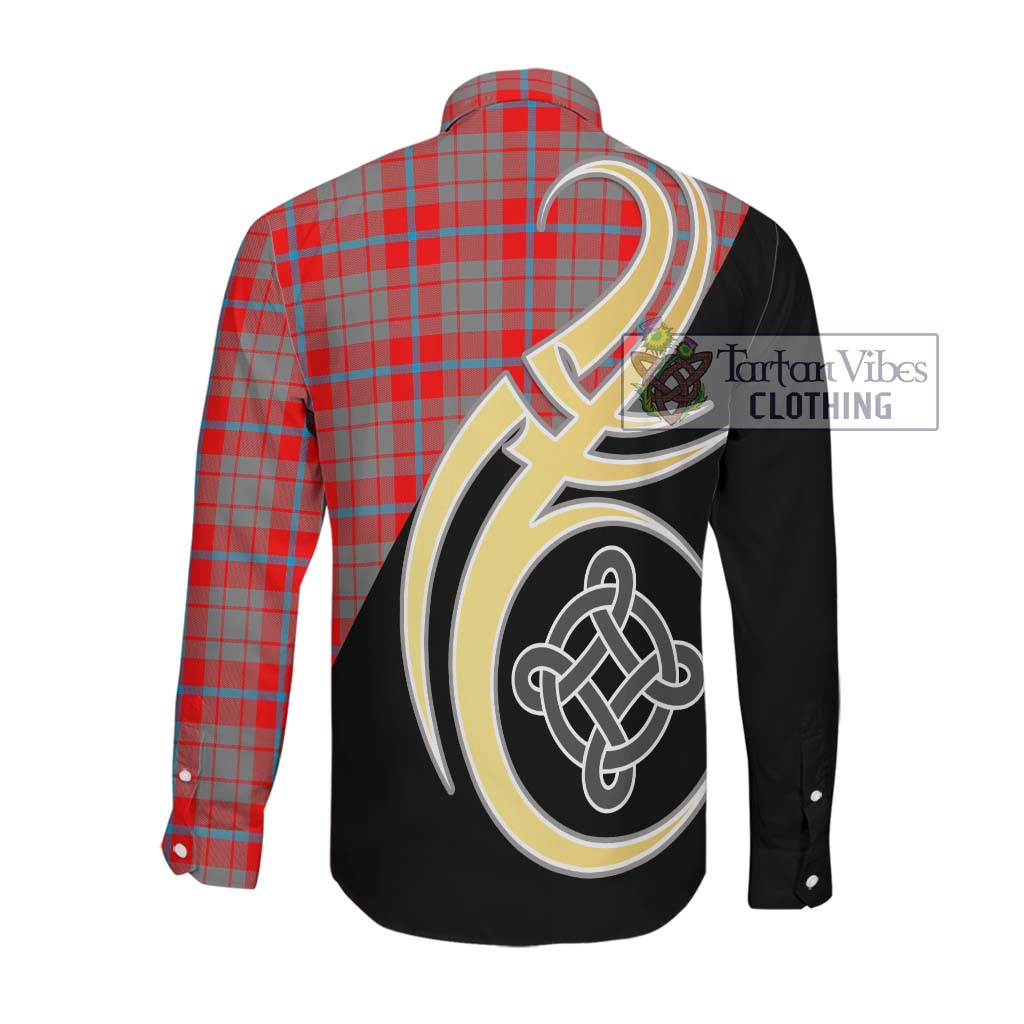 Moubray Tartan Long Sleeve Button Shirt with Family Crest and Celtic Symbol Style Men's Shirt - Tartan Vibes Clothing