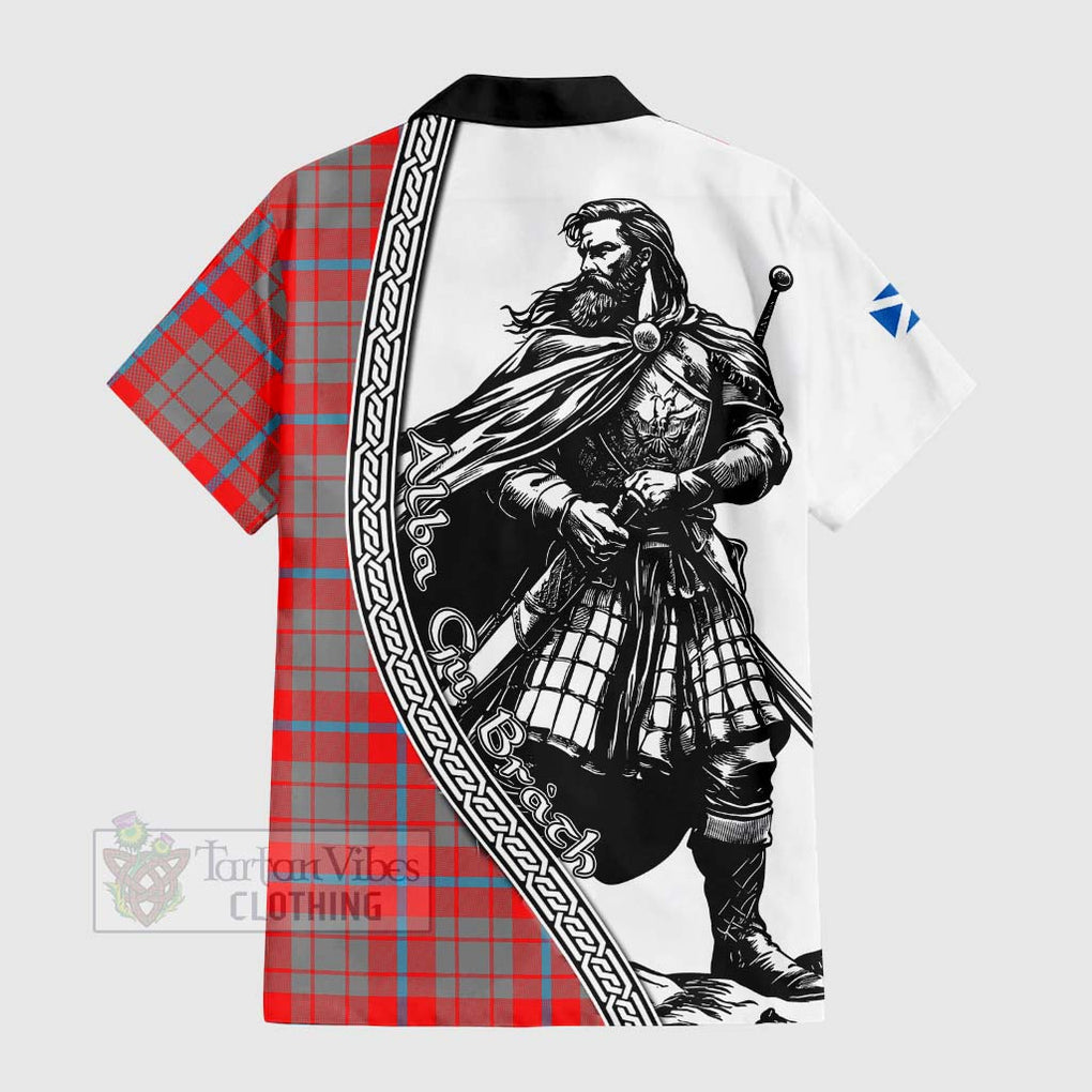 Moubray Tartan Clan Crest Hawaiian Shirt with Highlander Warrior Celtic Style - Tartan Vibes Clothing