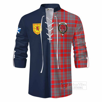 Moubray Tartan Ghillie Kilt Shirt Alba with Scottish Lion Royal Arm Half Style - Tartan Vibes Clothing