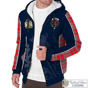 Moubray Tartan Sherpa Hoodie with Family Crest and Scottish Thistle Vibes Sport Style - Tartan Vibes Clothing