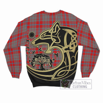 Moubray Tartan Sweatshirt with Family Crest Celtic Wolf Style - Tartan Vibes Clothing