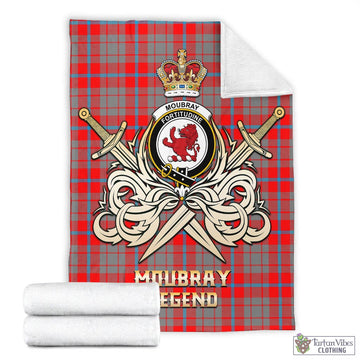 Moubray Tartan Blanket with Clan Crest and the Golden Sword of Courageous Legacy - Tartan Vibes Clothing