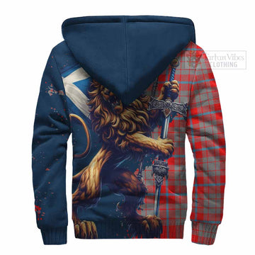 Moubray Tartan Family Crest Sherpa Hoodie with Scottish Majestic Lion - Tartan Vibes Clothing