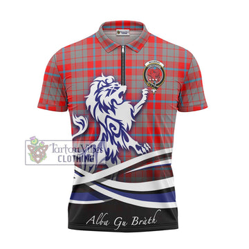 Moubray Tartan Zipper Polo Shirt with Alba Gu Brath Regal Lion Emblem - Tartan Vibes Clothing
