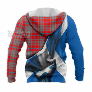 Moubray Tartan Knitted Hoodie with Family Crest Scotland Patriotic Style - Tartan Vibes Clothing