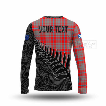 Tartan Vibes Clothing Moubray Crest Tartan Long Sleeve T-Shirt with New Zealand Silver Fern Half Style