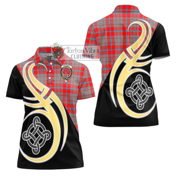 Moubray Tartan Women's Polo Shirt with Family Crest and Celtic Symbol Style - Tartan Vibes Clothing