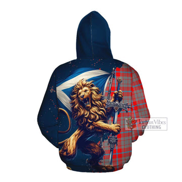 Moubray Tartan Family Crest Cotton Hoodie with Scottish Majestic Lion Pullover Hoodie - Tartan Vibes Clothing
