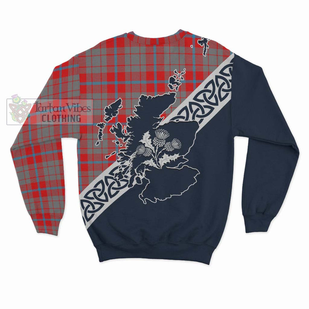Moubray Tartan Sweatshirt Featuring Thistle and Scotland Map - Tartan Vibes Clothing