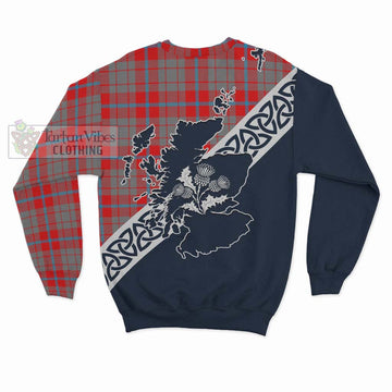 Moubray Tartan Sweatshirt Featuring Thistle and Scotland Map - Tartan Vibes Clothing