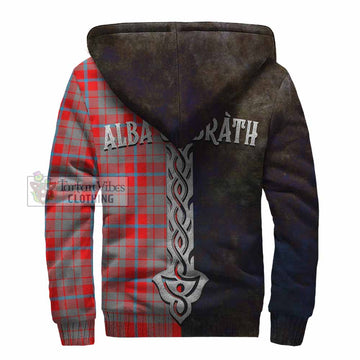 Tartan Vibes Clothing Moubray Tartan Family Crest Sherpa Hoodie Alba Gu Brath Be Brave Lion Ancient Style