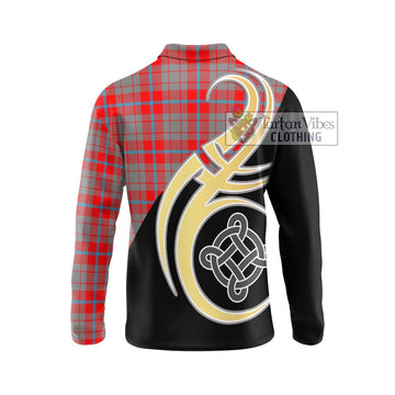 Moubray Tartan Long Sleeve Polo Shirt with Family Crest and Celtic Symbol Style - Tartan Vibes Clothing