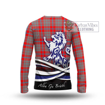 Moubray Tartan Long Sleeve T-Shirt with Alba Gu Brath Regal Lion Emblem - Tartan Vibes Clothing