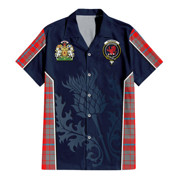 Moubray Tartan Hawaiian Shirt with Family Crest and Scottish Thistle Vibes Sport Style - Tartan Vibes Clothing