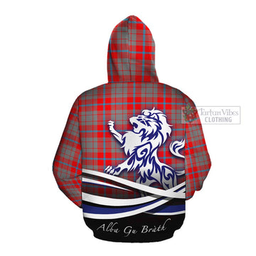 Moubray Tartan Cotton Hoodie with Alba Gu Brath Regal Lion Emblem Pullover Hoodie - Tartan Vibes Clothing