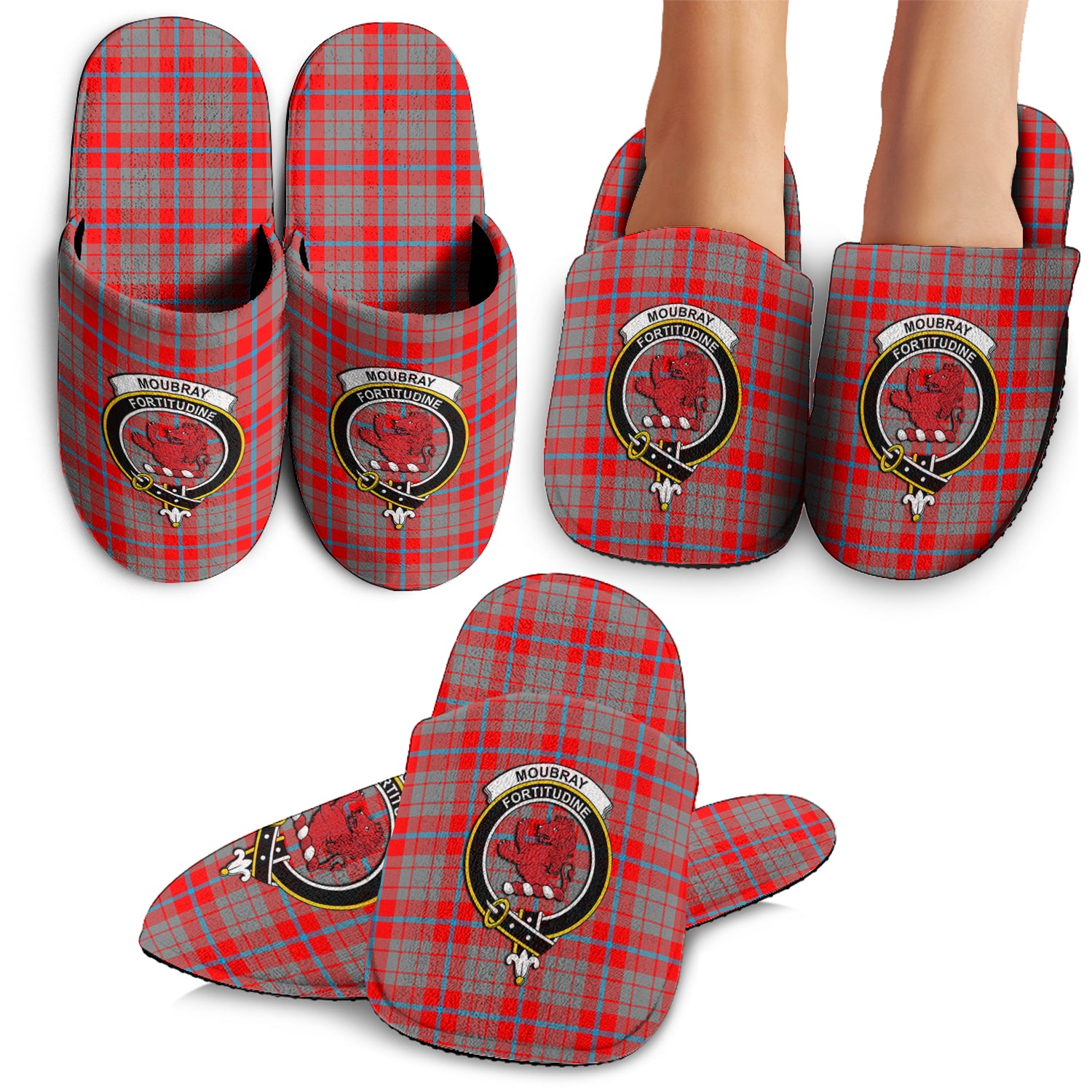 Moubray Tartan Home Slippers with Family Crest - Tartan Vibes Clothing