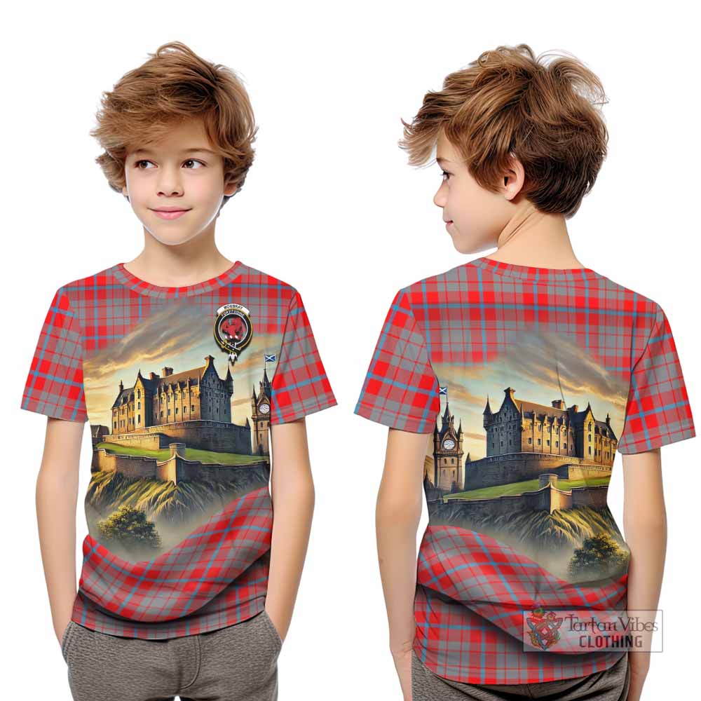 Moubray Tartan Family Crest Kid T-Shirt with Scottish Ancient Castle Style - Tartan Vibes Clothing