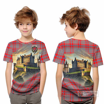 Moubray Tartan Family Crest Kid T-Shirt with Scottish Ancient Castle Style - Tartan Vibes Clothing