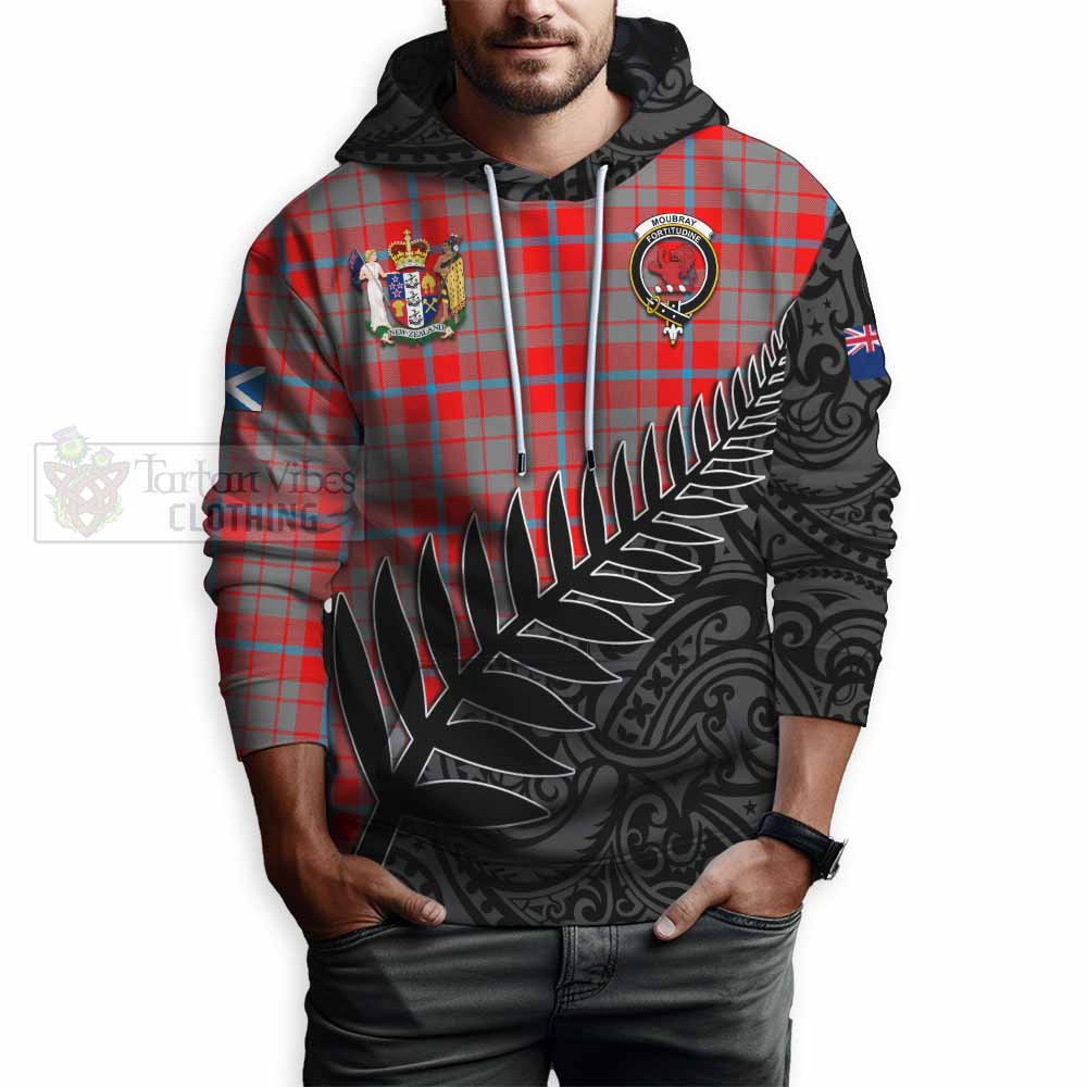 Tartan Vibes Clothing Moubray Crest Tartan Hoodie with New Zealand Silver Fern Half Style
