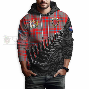 Tartan Vibes Clothing Moubray Crest Tartan Hoodie with New Zealand Silver Fern Half Style