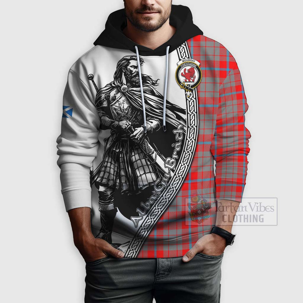 Moubray Tartan Clan Crest Hoodie with Highlander Warrior Celtic Style - Tartan Vibes Clothing