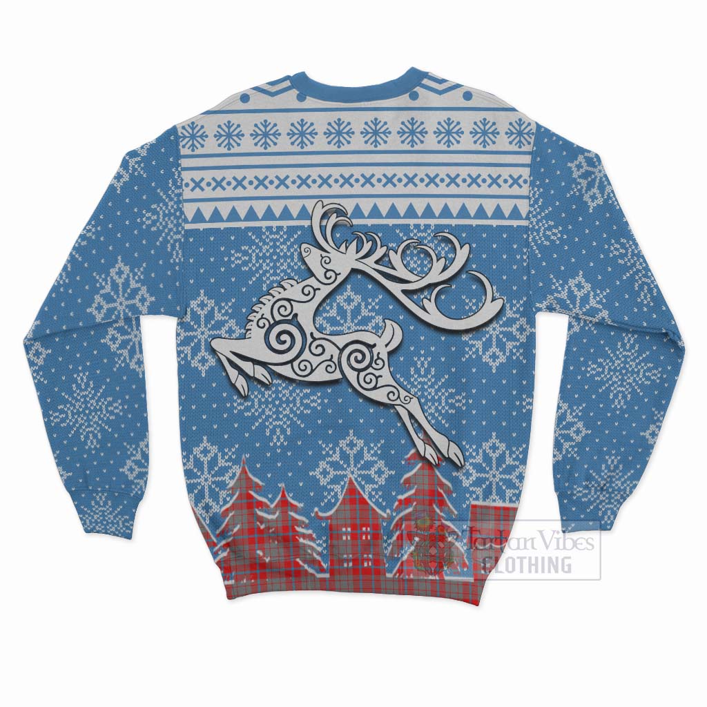 Moubray Clan Christmas Sweatshirt Celtic Reindeer Style - Tartan Vibes Clothing
