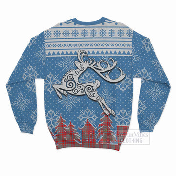 Moubray Clan Christmas Sweatshirt Celtic Reindeer Style - Tartan Vibes Clothing