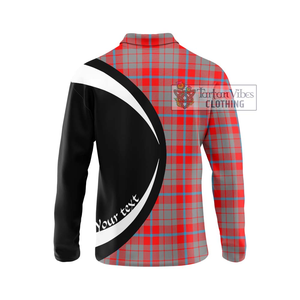 Moubray Tartan Long Sleeve Polo Shirt with Family Crest Circle Style - Tartan Vibes Clothing