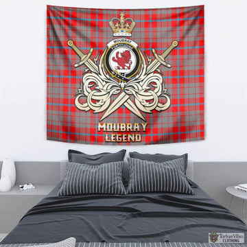 Moubray Tartan Tapestry with Clan Crest and the Golden Sword of Courageous Legacy - Tartan Vibes Clothing