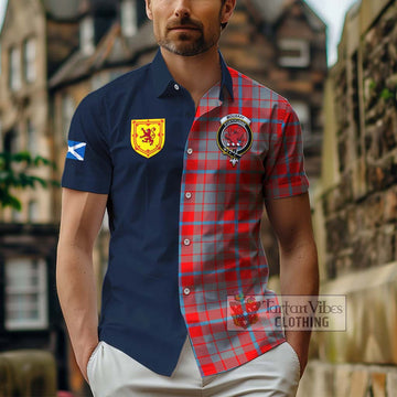 Moubray Tartan Hawaiian Shirt Alba with Scottish Lion Royal Arm Half Style - Tartan Vibes Clothing