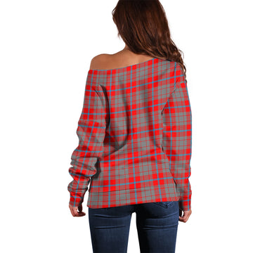 Moubray Tartan Off Shoulder Women Sweater with Family Crest - Tartan Vibes Clothing