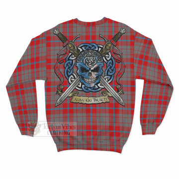 Moubray Tartan Sweatshirt with Family Crest Celtic Skull Style - Tartan Vibes Clothing