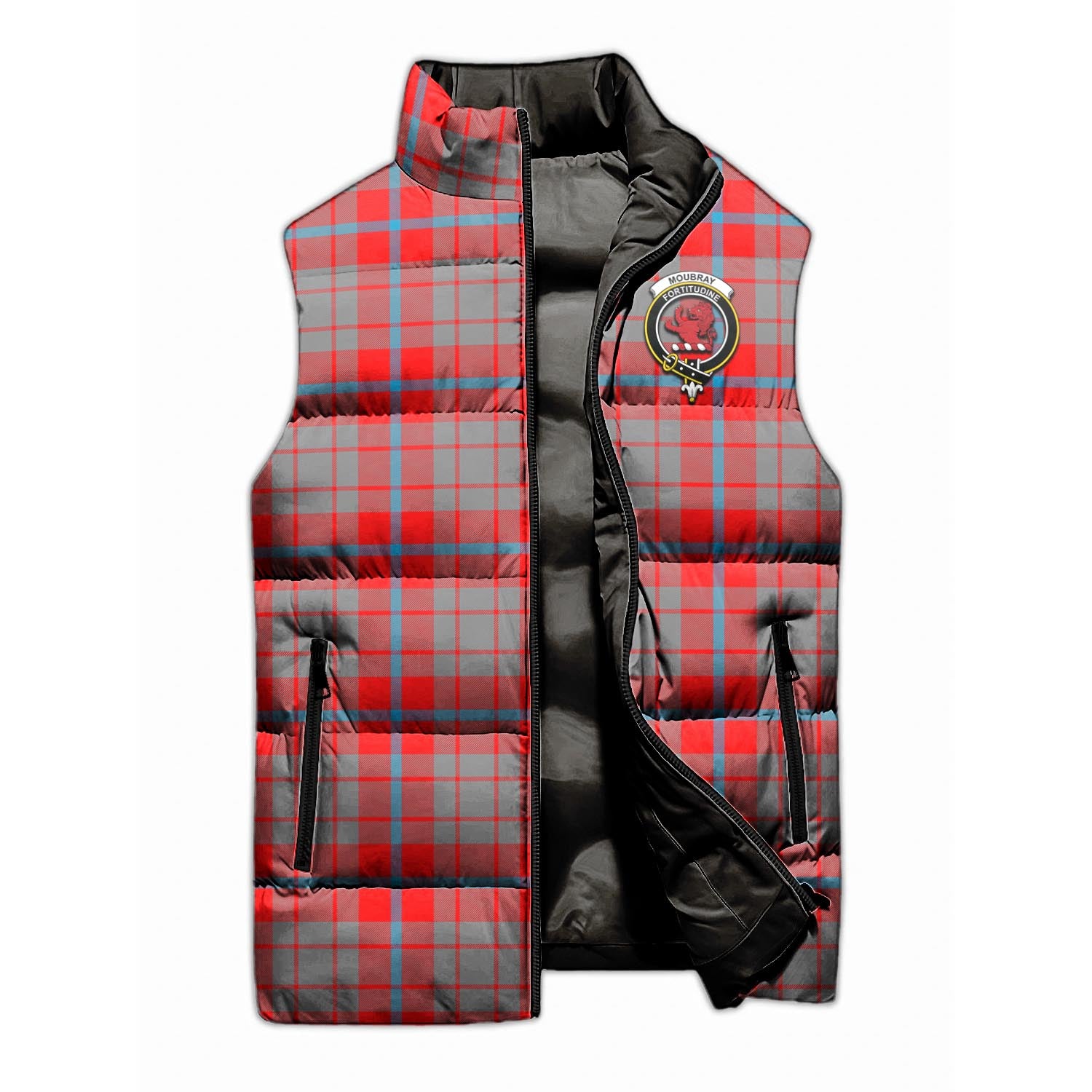 Moubray Tartan Sleeveless Puffer Jacket with Family Crest - Tartan Vibes Clothing