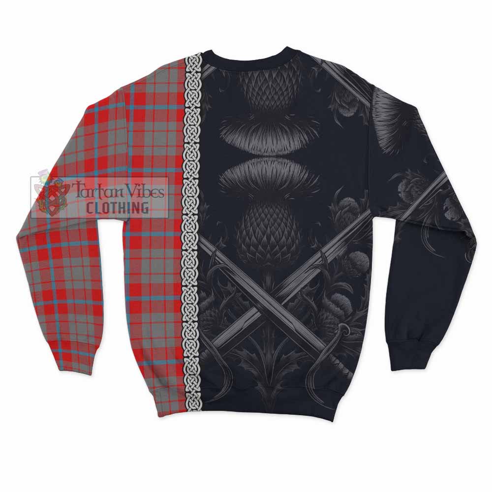 Moubray Tartan Sweatshirt with Family Crest Cross Sword Thistle Celtic Vibes - Tartan Vibes Clothing