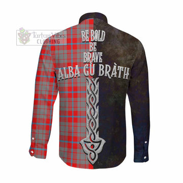 Moubray Tartan Family Crest Long Sleeve Button Shirt Alba Gu Brath Be Brave Lion Ancient Style