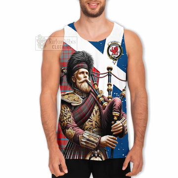 Moubray Tartan Men's Tank Top with Family Crest Scottish Bagpiper Vibes - Tartan Vibes Clothing