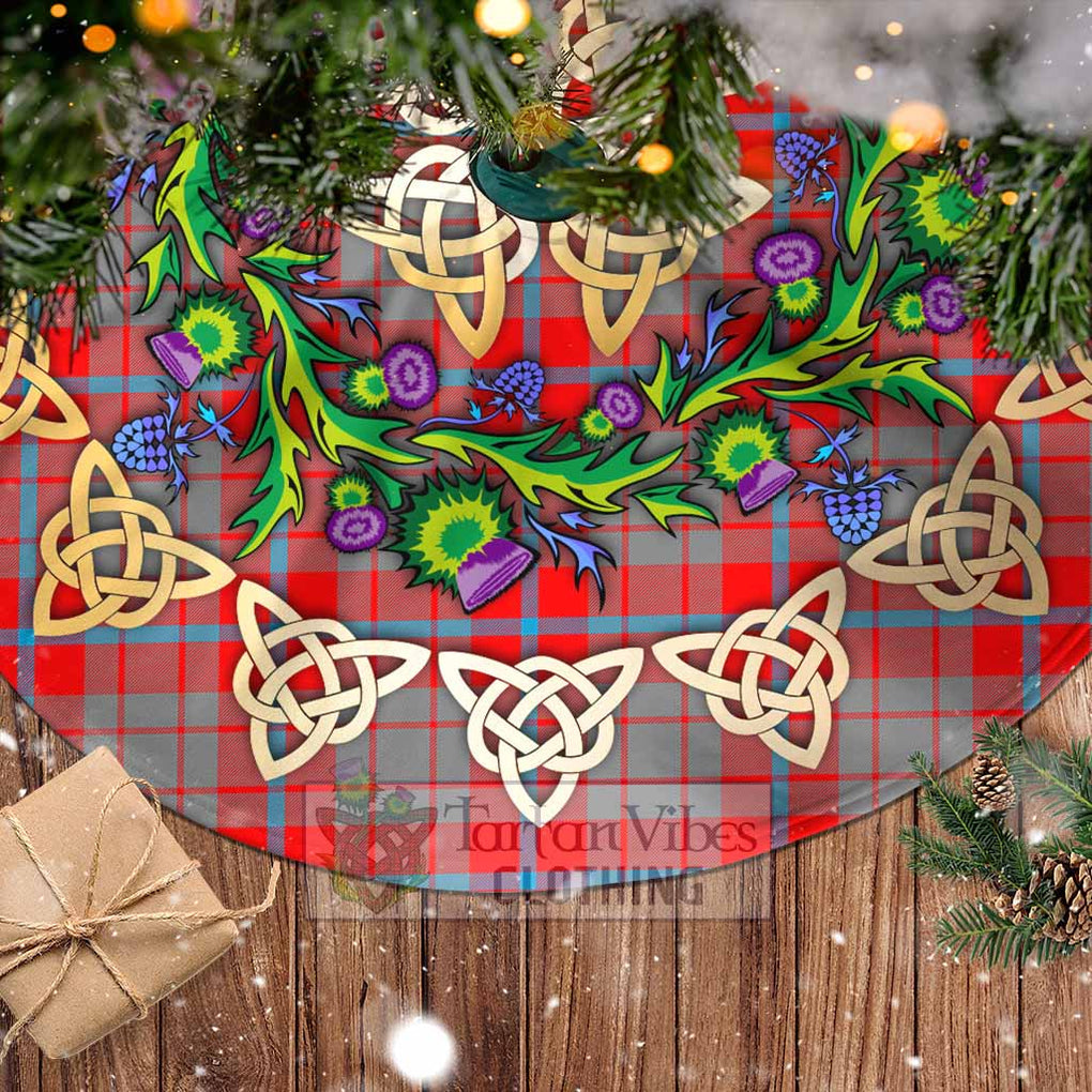 Tartan Vibes Clothing Moubray Tartan Christmas Tree Skirt with Thistle Celtic Knot Style