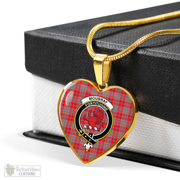 Moubray Tartan Heart Necklace with Family Crest - Tartan Vibes Clothing