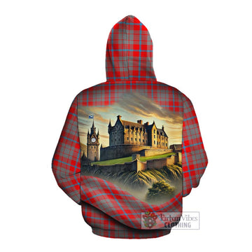 Moubray Tartan Family Crest Cotton Hoodie with Scottish Ancient Castle Style Pullover Hoodie - Tartan Vibes Clothing