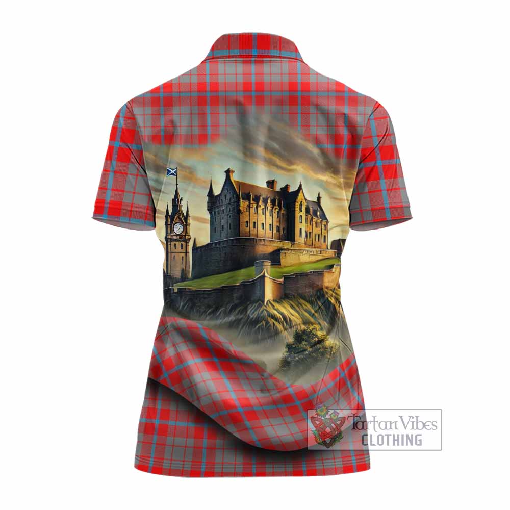 Moubray Tartan Family Crest Women's Polo Shirt with Scottish Ancient Castle Style - Tartan Vibes Clothing