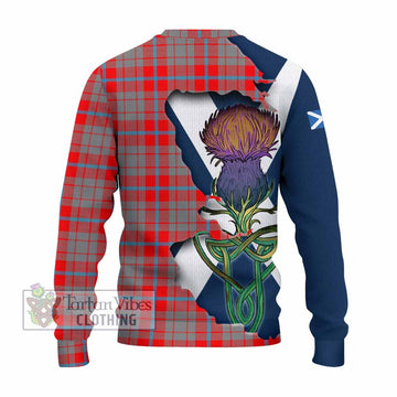 Tartan Vibes Clothing Moubray Tartan Family Crest Knitted Sweater Scottish Thistle Celtic Inspired